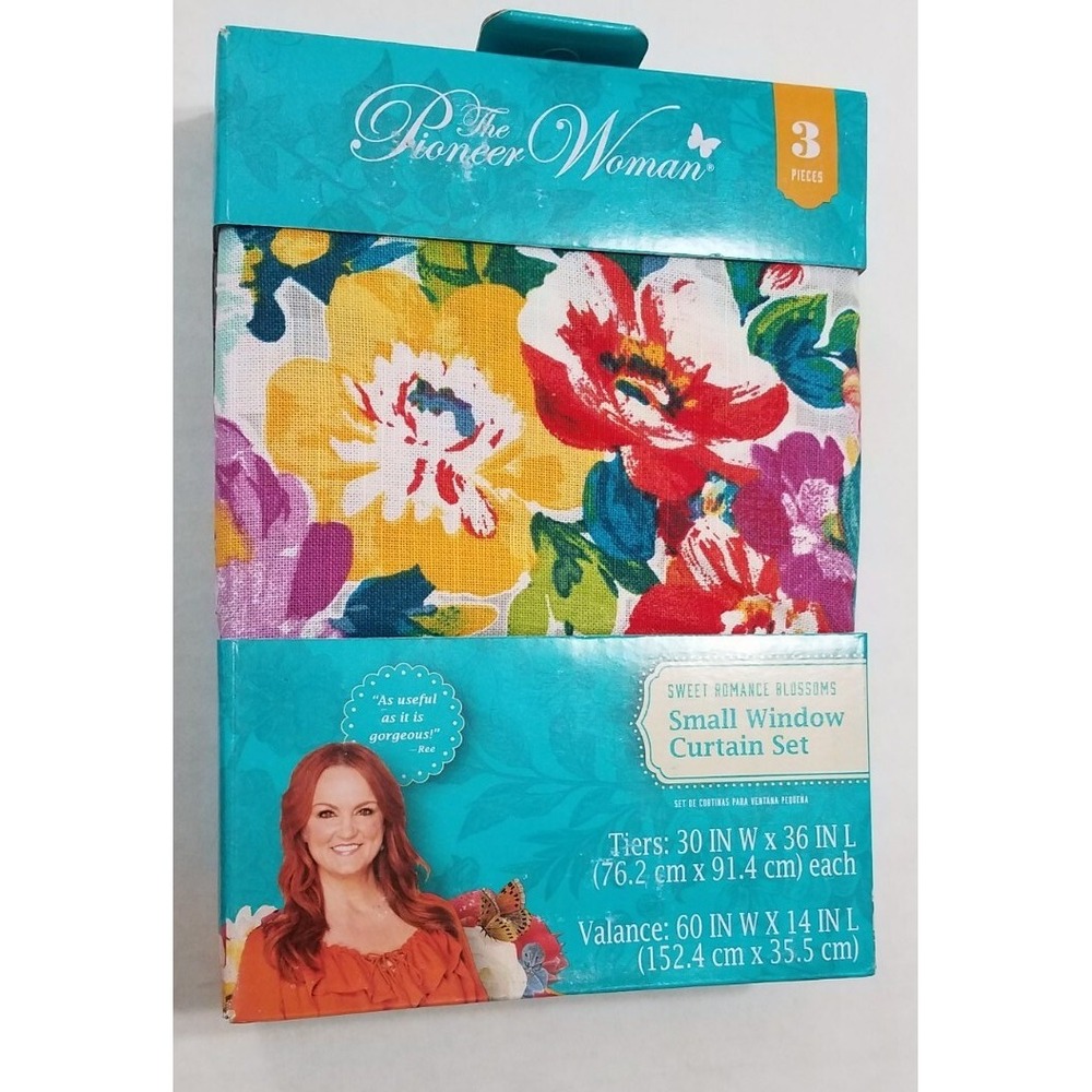 Pioneer Woman Sweet Romance Blossoms Small Window Curtain & Valance Set 3pc New